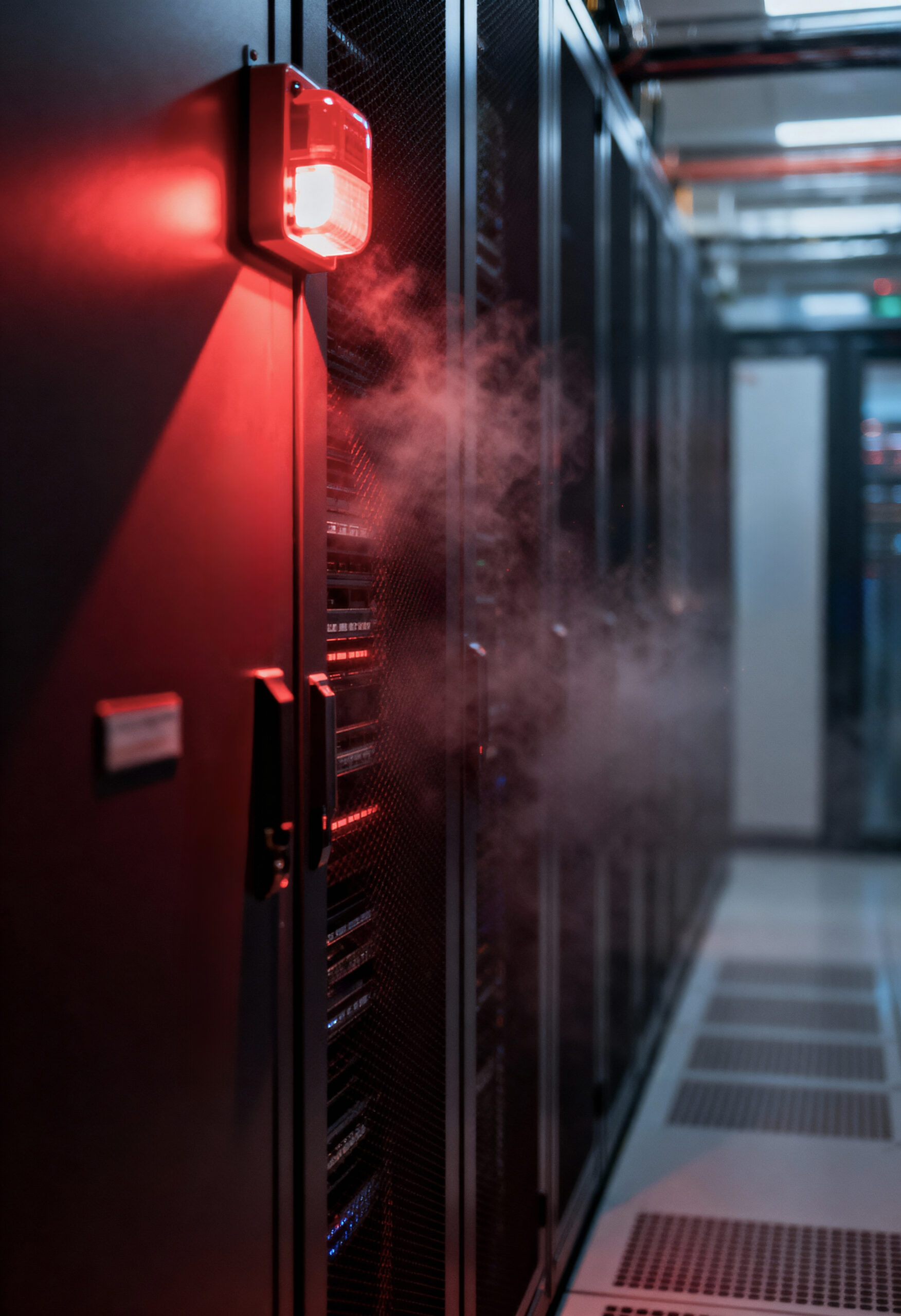 data center emergency red warning light
